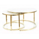 Комплект SIGNAL MUSE (2 стола журнальных) эффект белого мрамора/золотой